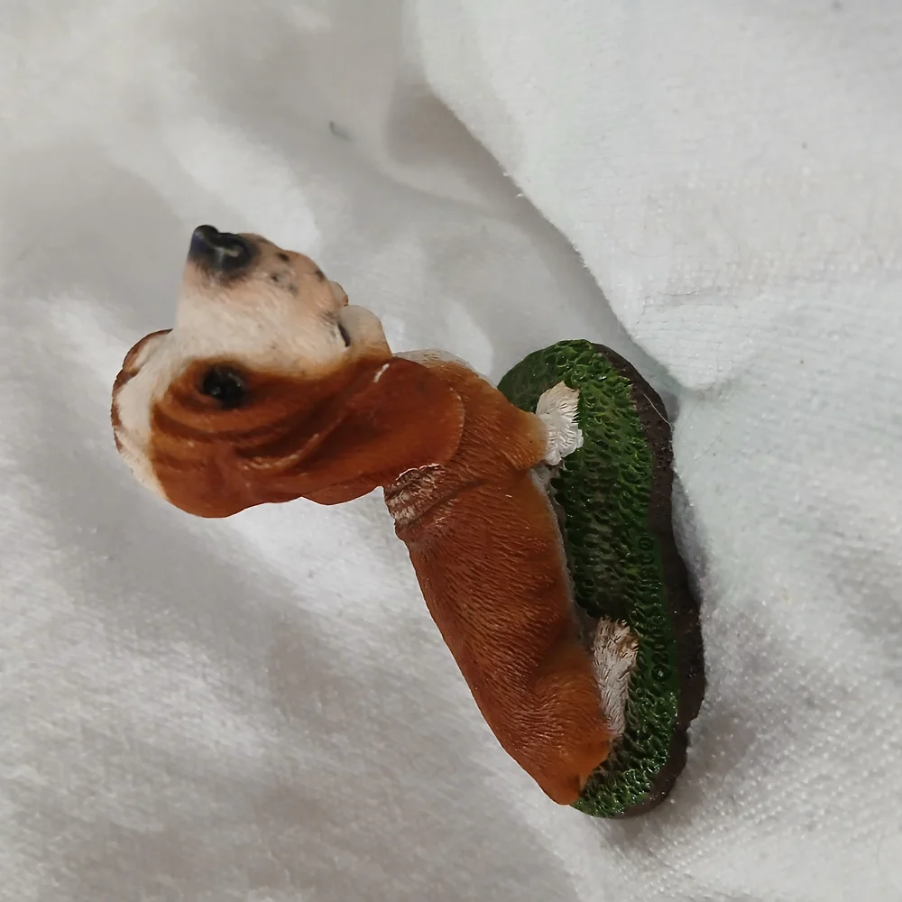 A Cute Bassett Hound..Handcrafted Dog Figurine - Brown and White